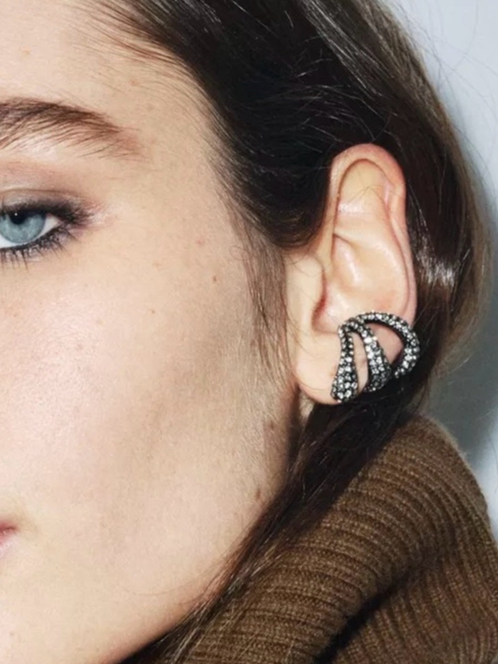 Zara Rhinestone Set of Snake Ear Cuff - Black Sparkle - Picture 7 of 7